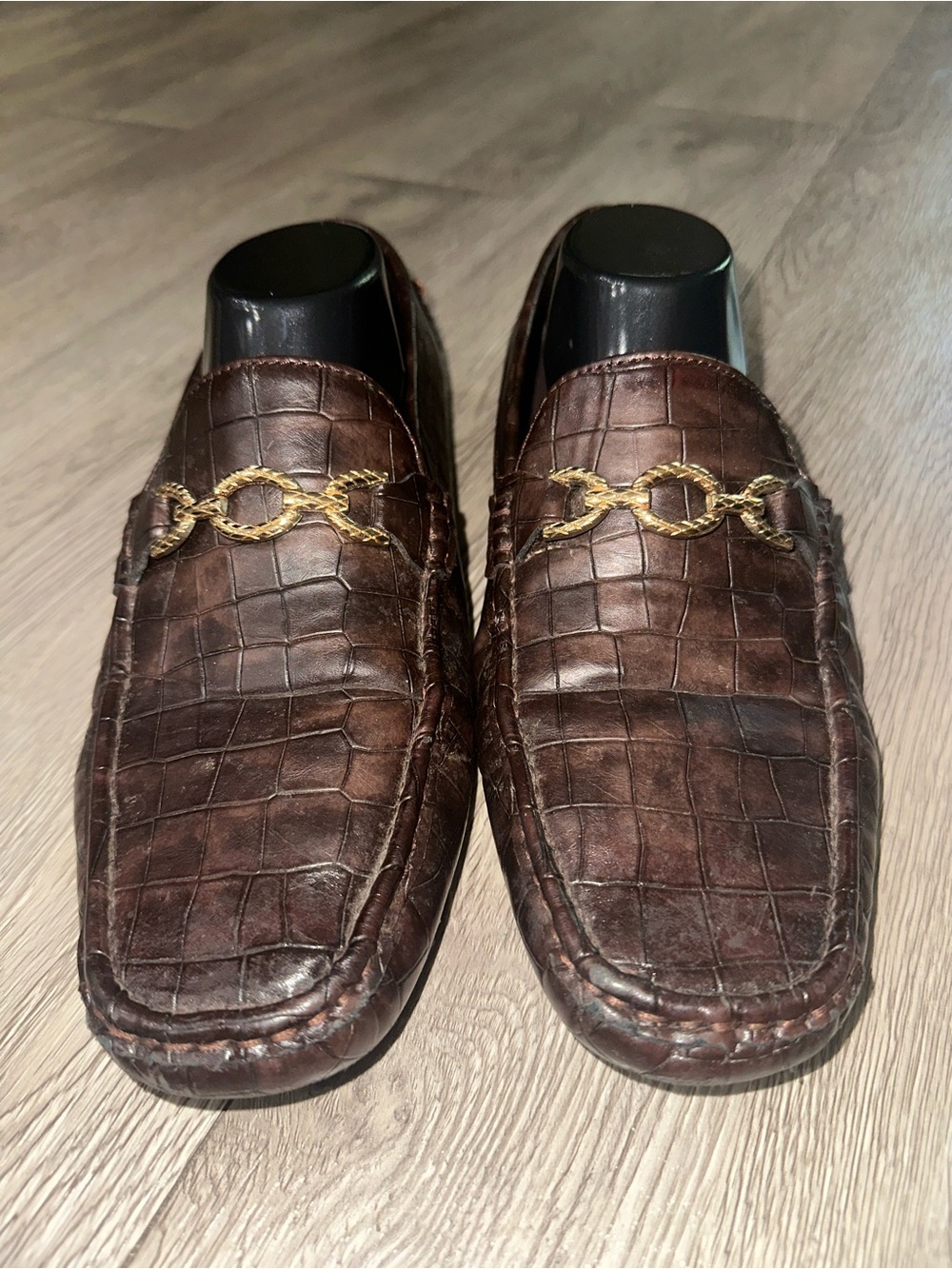 Faranzi Mens Dark Moc Croc Leather Casual Slip On Loafers Shoe Sz 12